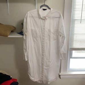Oversized white button up blouse